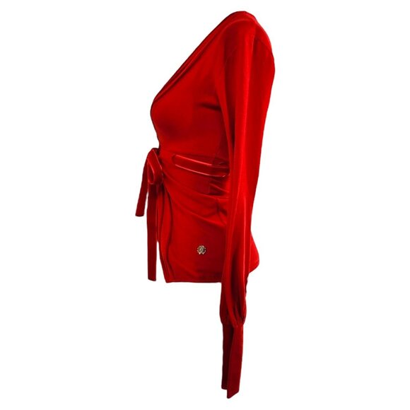 NWT Archival 2000s Roberto Cavalli Belted Stretch Knit Cardigan Velvet Belt NOS - Picture 2 of 11